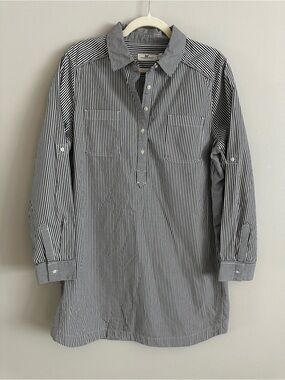 Vineyard Vines Mixed Stripe Margo Shirt Dress Cotton Popover Gray White Size 14